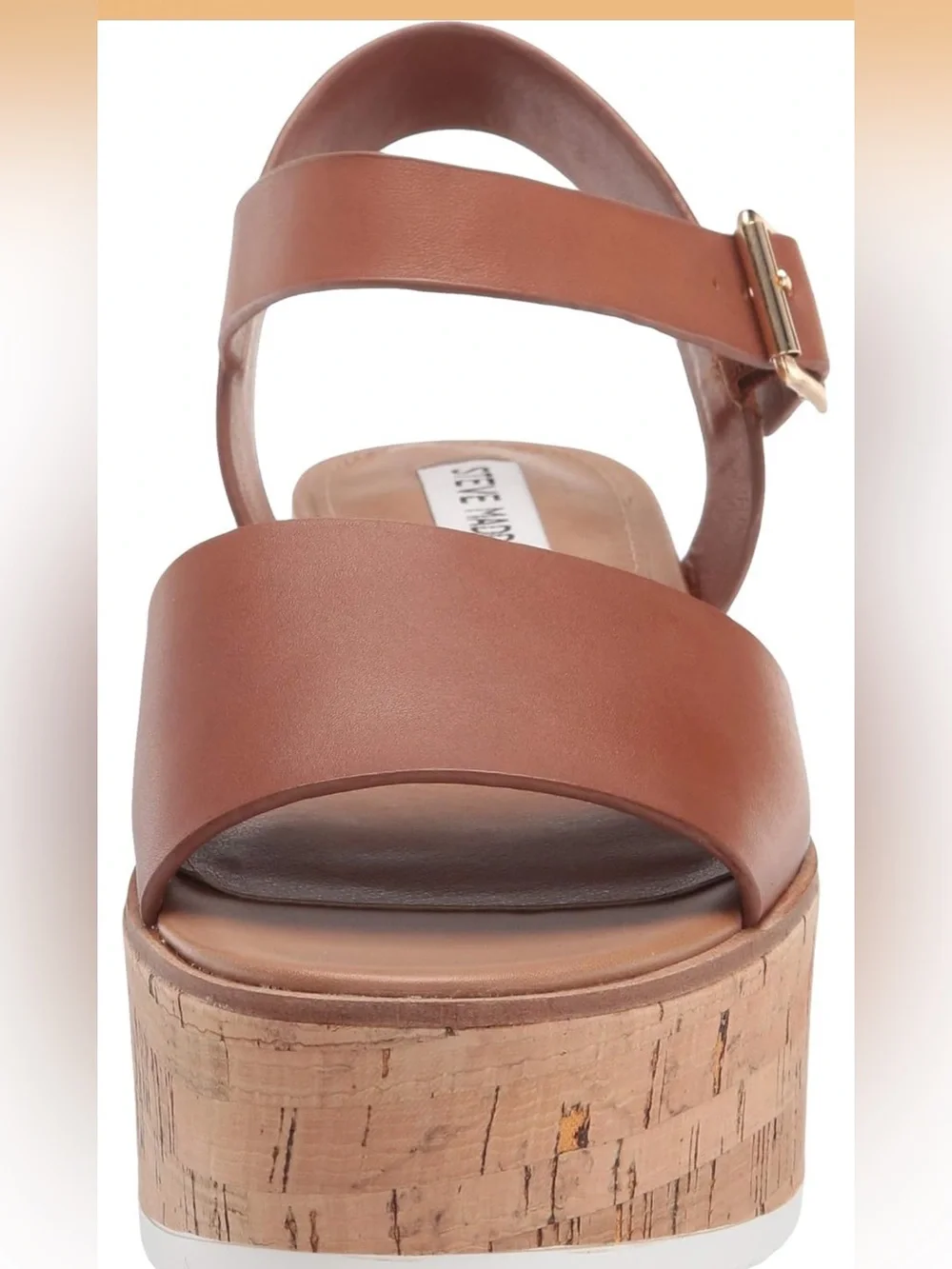 Steve Madden, Corrina Leather Cork Platform Sandals, Cognac, Women’s 10M
